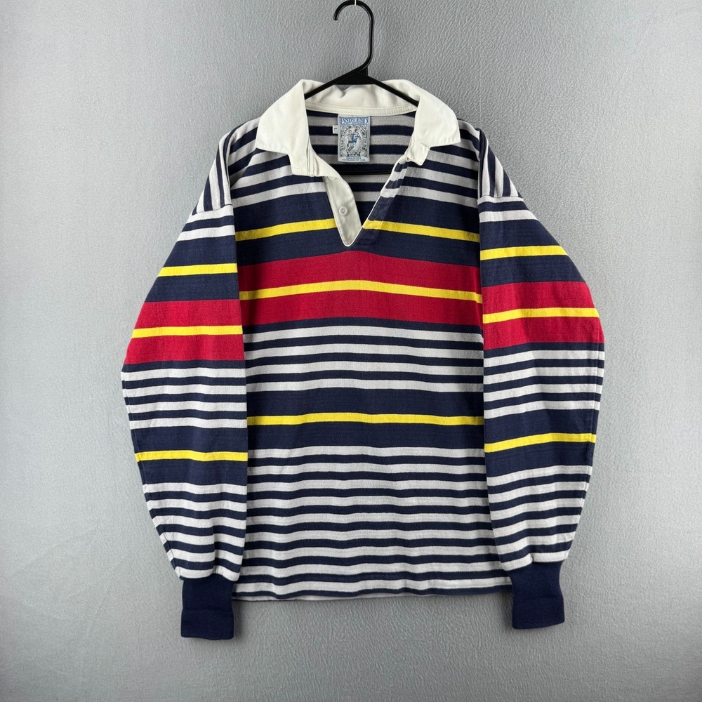 Vintage Lands End Rugby Shirt Mens Large Cotton 80s 90s Polo MAde in USA